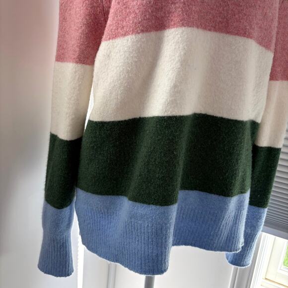 J.Crew Striped Colorblock Sweater Medium Extra Soft Crew Multi-color Fall Cozy - Picture 3 of 6